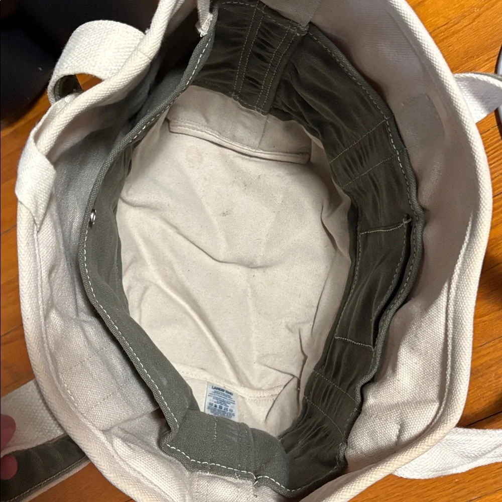 Lands’ End Canvas Tote Bag Cream Green - Picture 4 of 5